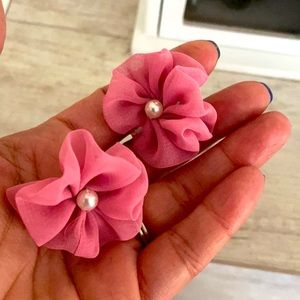 Puff Pink and Faux Pearl Statement Earrings